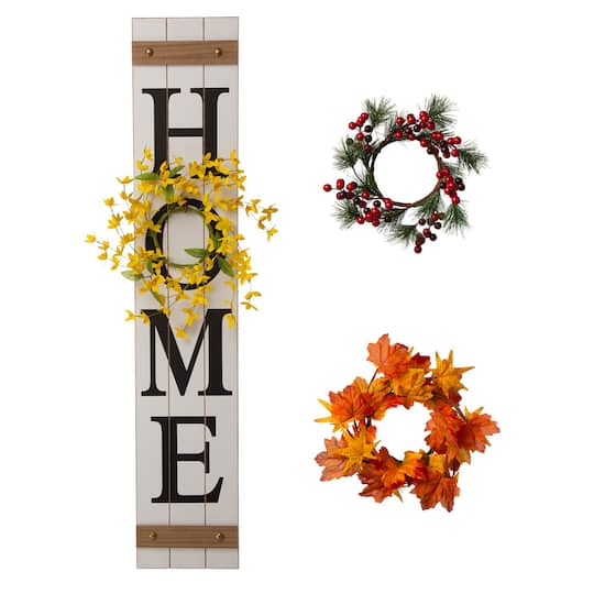Glitzhome&#xAE; 42&#x22; Wooden Home Porch Sign with Changeable Wreaths